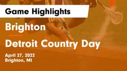 Brighton  vs Detroit Country Day  Game Highlights - April 27, 2022