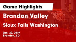 Brandon Valley  vs Sioux Falls Washington  Game Highlights - Jan. 22, 2019