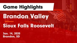 Brandon Valley  vs Sioux Falls Roosevelt  Game Highlights - Jan. 14, 2020