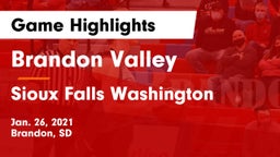 Brandon Valley  vs Sioux Falls Washington  Game Highlights - Jan. 26, 2021