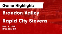 Brandon Valley  vs Rapid City Stevens  Game Highlights - Dec. 7, 2018