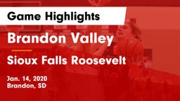 Brandon Valley  vs Sioux Falls Roosevelt  Game Highlights - Jan. 14, 2020