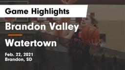 Brandon Valley  vs Watertown  Game Highlights - Feb. 22, 2021