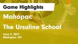 Mahopac  vs The Ursuline School Game Highlights - June 9, 2021