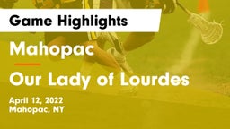 Mahopac  vs Our Lady of Lourdes  Game Highlights - April 12, 2022