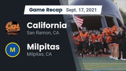 Recap: California  vs. Milpitas  2021