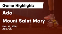 Ada  vs Mount Saint Mary Game Highlights - Feb. 15, 2020