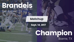 Matchup: Brandeis  vs. Champion  2017