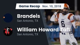 Recap: Brandeis  vs. William Howard Taft  2018