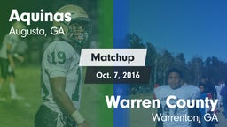 Matchup: Aquinas  vs. Warren County  2016
