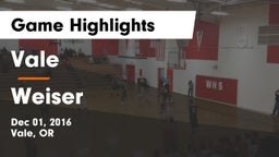 Vale  vs Weiser  Game Highlights - Dec 01, 2016