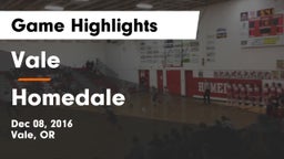 Vale  vs Homedale  Game Highlights - Dec 08, 2016