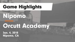 Nipomo  vs Orcutt Academy Game Highlights - Jan. 4, 2018