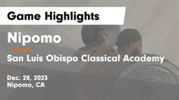 Nipomo  vs San Luis Obispo Classical Academy Game Highlights - Dec. 28, 2023