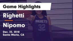 Righetti  vs Nipomo  Game Highlights - Dec. 22, 2018