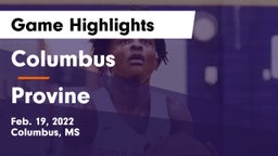 Columbus  vs Provine  Game Highlights - Feb. 19, 2022