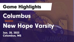 Columbus  vs New Hope Varsity Game Highlights - Jan. 20, 2023