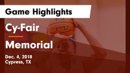 Cy-Fair  vs Memorial  Game Highlights - Dec. 4, 2018