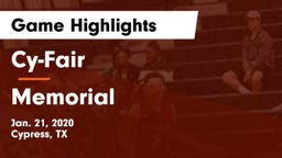 Cy-Fair  vs Memorial  Game Highlights - Jan. 21, 2020