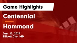 Centennial  vs Hammond Game Highlights - Jan. 12, 2024