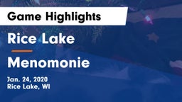 Rice Lake  vs Menomonie  Game Highlights - Jan. 24, 2020