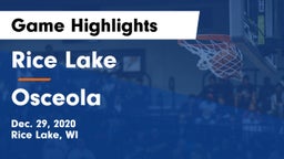 Rice Lake  vs Osceola  Game Highlights - Dec. 29, 2020