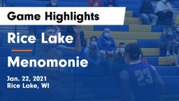 Rice Lake  vs Menomonie  Game Highlights - Jan. 22, 2021