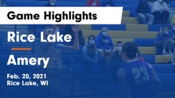 Rice Lake  vs Amery  Game Highlights - Feb. 20, 2021