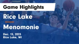 Rice Lake  vs Menomonie  Game Highlights - Dec. 15, 2023