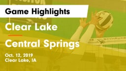 Clear Lake  vs Central Springs  Game Highlights - Oct. 12, 2019