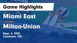 Miami East  vs Milton-Union  Game Highlights - Sept. 6, 2022