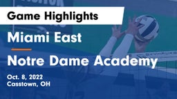 Miami East  vs Notre Dame Academy  Game Highlights - Oct. 8, 2022