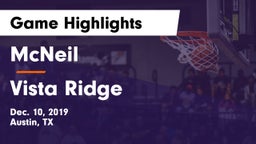 McNeil  vs Vista Ridge  Game Highlights - Dec. 10, 2019