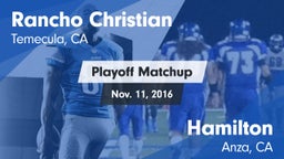 Matchup: Rancho Christian vs. Hamilton  2016