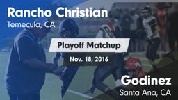 Matchup: Rancho Christian vs. Godinez  2016