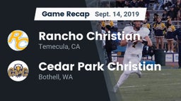 Recap: Rancho Christian  vs. Cedar Park Christian  2019