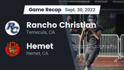 Recap: Rancho Christian  vs. Hemet  2022