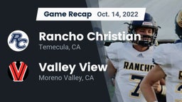 Recap: Rancho Christian  vs. Valley View  2022