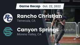 Recap: Rancho Christian  vs. Canyon Springs  2022