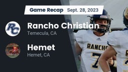 Recap: Rancho Christian  vs. Hemet  2023