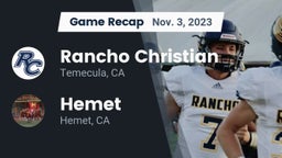 Recap: Rancho Christian  vs. Hemet  2023