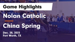 Nolan Catholic  vs China Spring  Game Highlights - Dec. 28, 2023