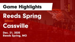 Reeds Spring  vs Cassville  Game Highlights - Dec. 21, 2020