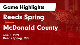 Reeds Spring  vs McDonald County  Game Highlights - Jan. 8, 2024