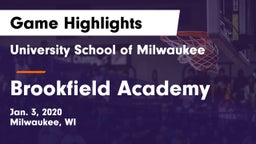 University School of Milwaukee vs Brookfield Academy  Game Highlights - Jan. 3, 2020