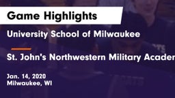 University School of Milwaukee vs St. John's Northwestern Military Academy Game Highlights - Jan. 14, 2020