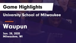 University School of Milwaukee vs Waupun  Game Highlights - Jan. 28, 2020