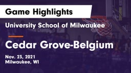 University School of Milwaukee vs Cedar Grove-Belgium  Game Highlights - Nov. 23, 2021