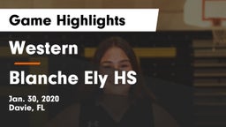 Western  vs Blanche Ely HS Game Highlights - Jan. 30, 2020