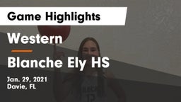Western  vs Blanche Ely HS Game Highlights - Jan. 29, 2021